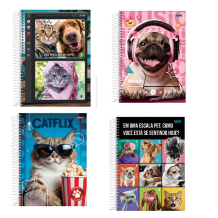 Kit 4 Caderno 1 Matéria Espiral Universitário 80 Folhas Capa PET Jandaia