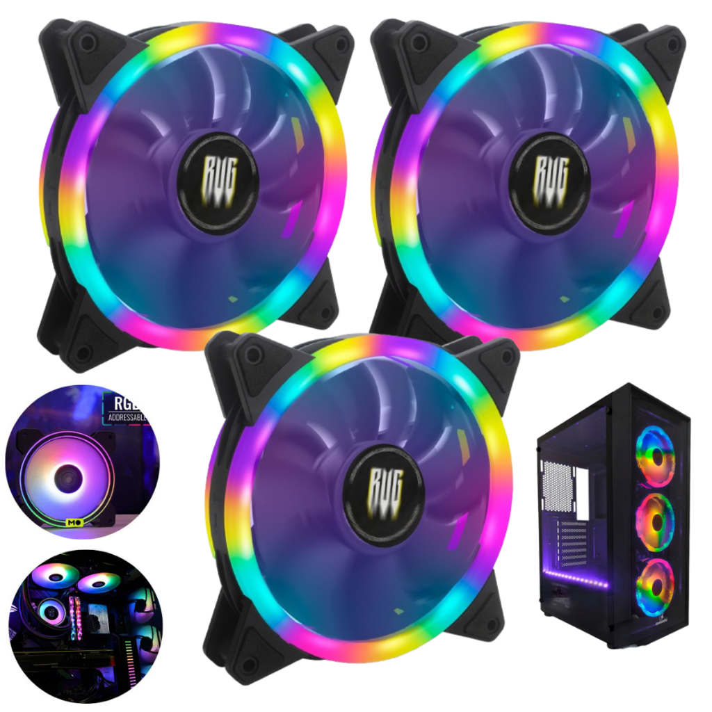 Kit 3 Fans Cooler Led Rgb 120mm Ventoinha Gabinete Pc Gamer Promoção Black Friday
