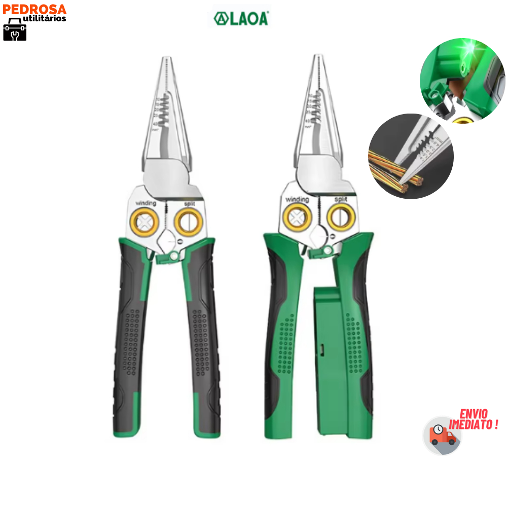 Alicate de Eletricista LAOA Descascador fios Multifuncional Ponta Fina Inoxidável Medição Elétrica