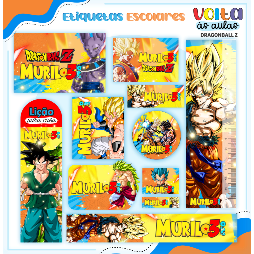 ETIQUETAS ESCOLARES PERSONALIZADAS TEMA DRAGON BALL Z | Shopee Brasil