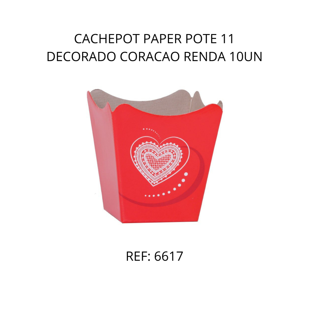 CACHEPOT PAPER POTE 11 DECORADO CORACAO RENDA 10UN | Shopee Brasil
