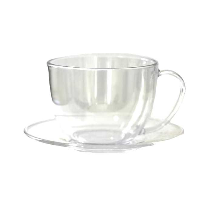 Kit 6 ou 12 Xícara de Chá Basic com Pires Cristal. Acrílico. Café/Chá.