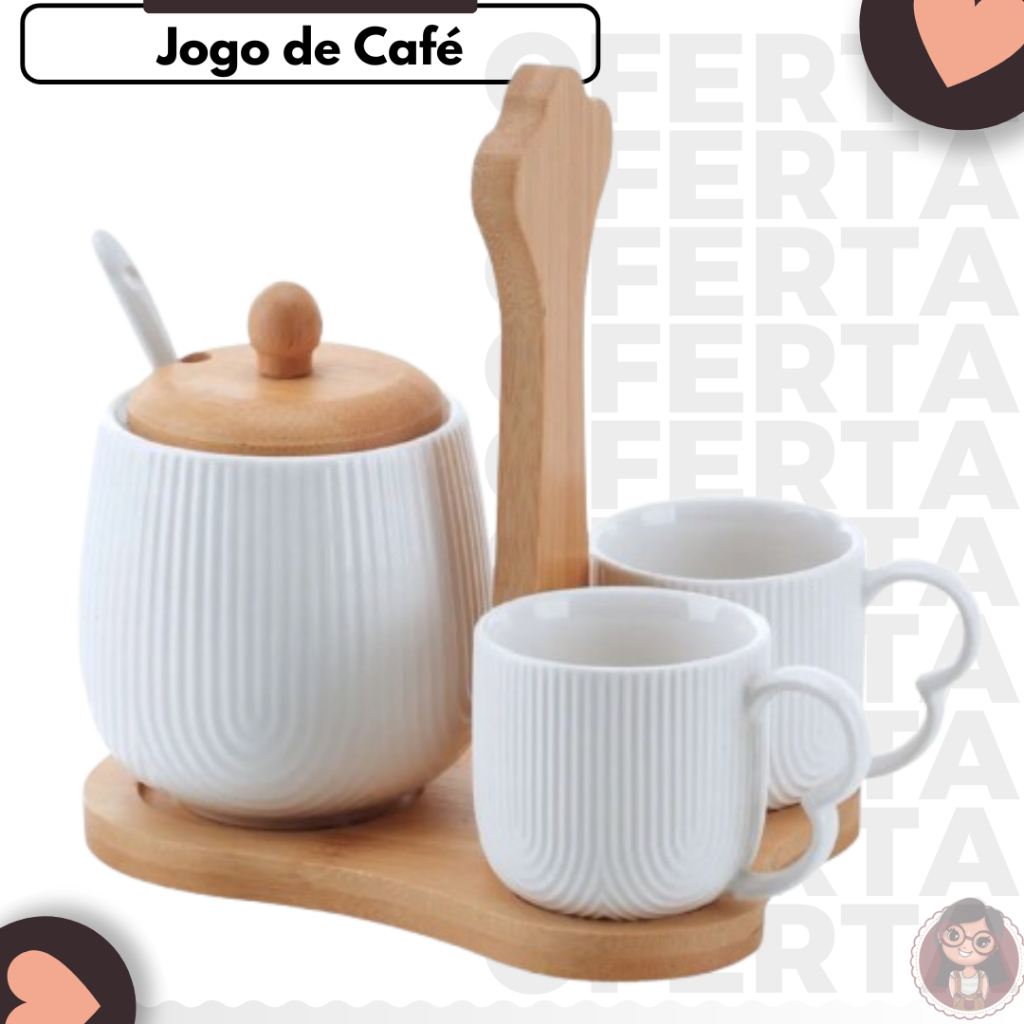 Jogo de Xicara Para Café com Açucareiro e Suporte Oásis Hauskraft