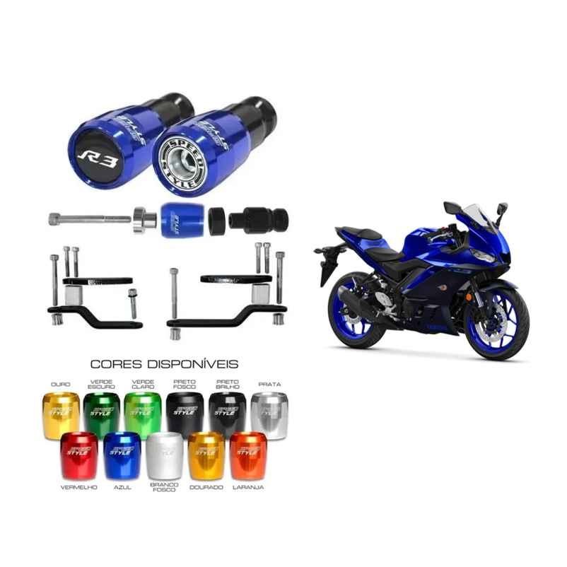 Slider Dianteiro e Traseiro Protetor Speed Style Yamaha YZF R3 2023 / ...