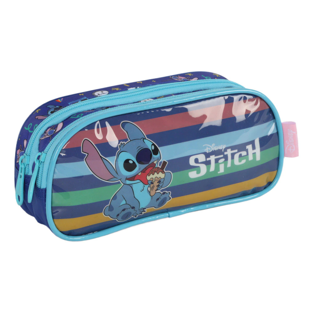 Estojo Duplo Escolar Stitch Azul Luxcel | Shopee Brasil
