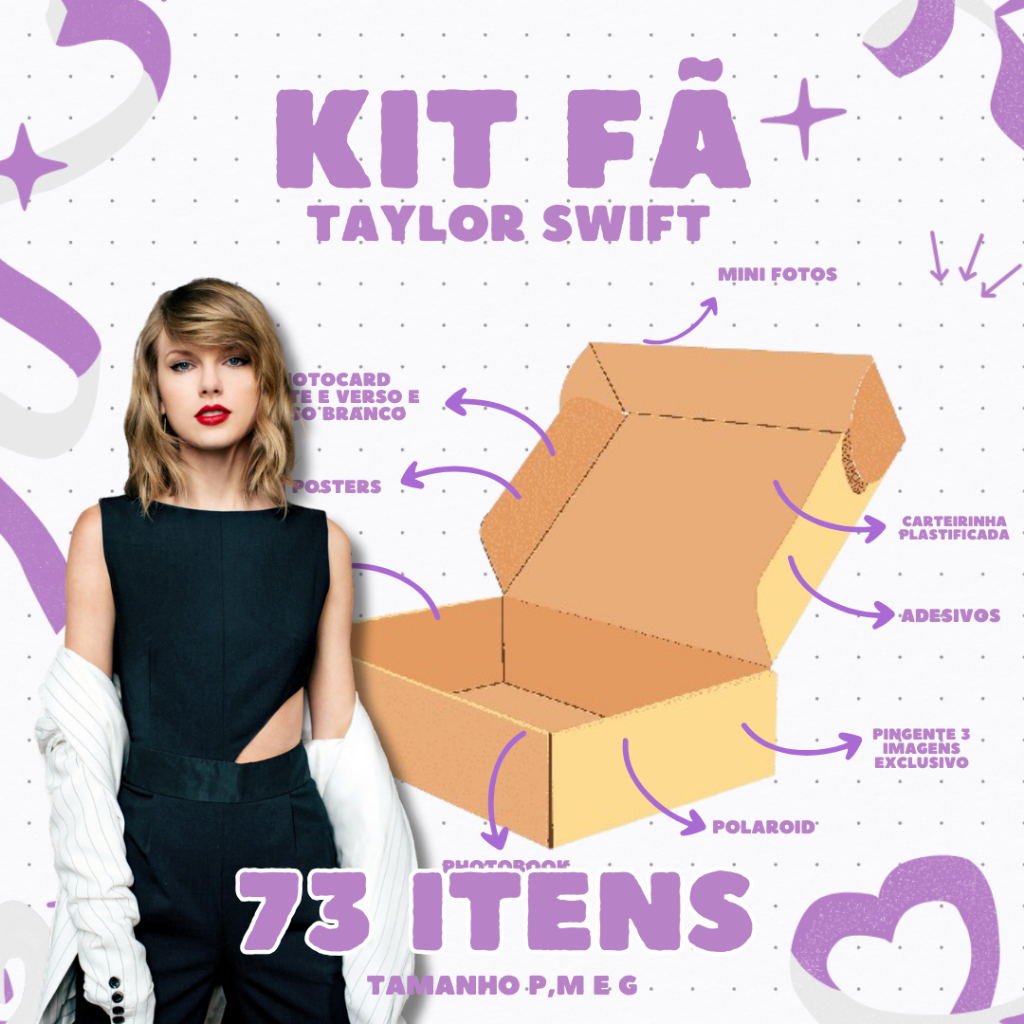 Kit fã Taylor Swift - até 73 ITENS (tamanho p, m e g). LEIA A DESCRIÇÃO.