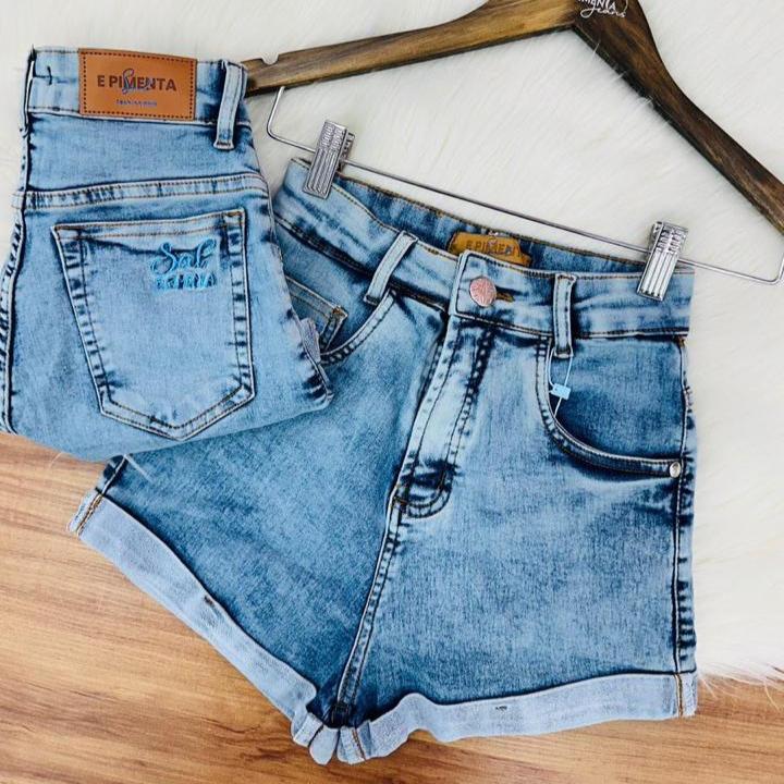 Shorts Jeans Pimenta Original - Sal e Pimenta Com Elastano Cintura Alta ...