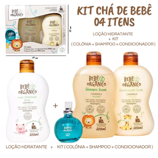Kit Chá de Bebê - Shampoo Condicionador Colônia sem Álcool + Loção Hidratante - Cuidado Natural