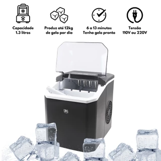 Máquina Gelo Bebida Drink Casa Bar Cubo 110v/220v Compacta
