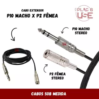 Cabo Extensor P2 Femea P10 Stereo J2 Fone De Ouvido retorno