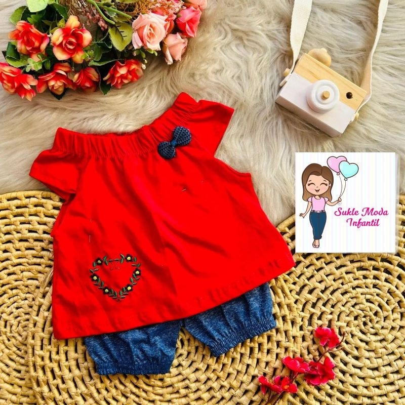Conjunto Verão Bebê Menina de 3 até 6 Meses Estilosa Moda Blogueirinha ...
