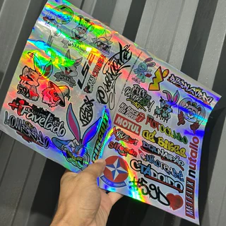 Adesivo Holografico Camaleão Cartela 24x34cm C/ 33 Colantes em Oferta na Shopee