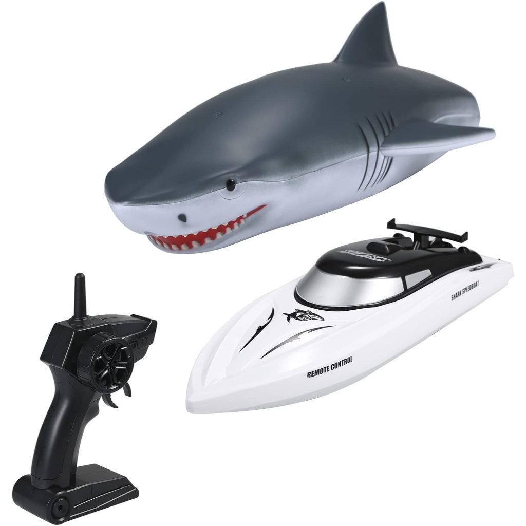 Snorthy Barco Teledirigido Barco RC con Bola Flotante y luz LED 15 KM/H Barcos de Control Remoto 2,4 GHz Barcos De Carreras Rápido para Niños Juguete de Piscina Embarcación Eléctrico para Mares