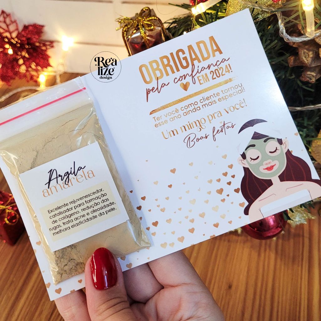 Card / Cartão com argila - Mimo para cliente Natal e fim de ano / 20un ...