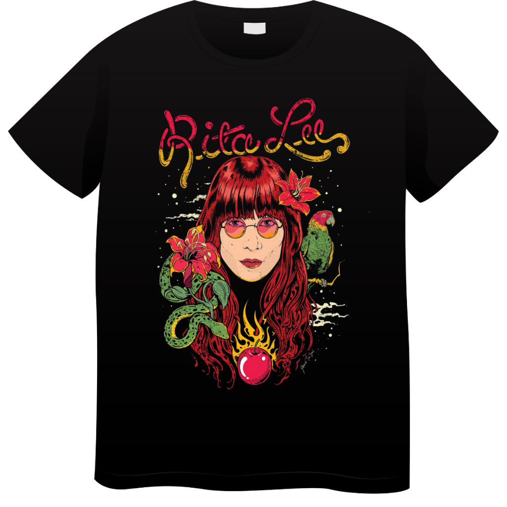 Camiseta Rita Lee preta 100% Algodão Unissex