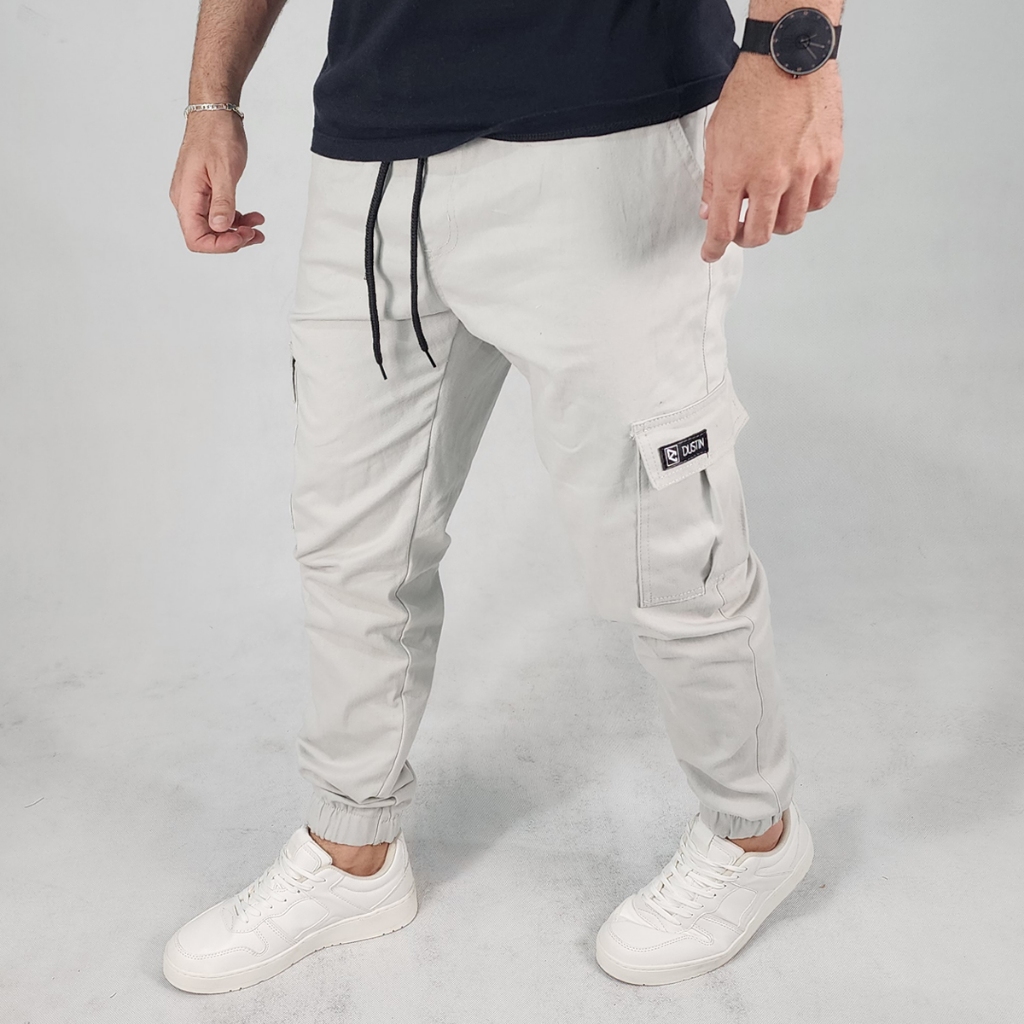 Calça De Sarja Masculina Com Elastico Na Barra Calça Masculina