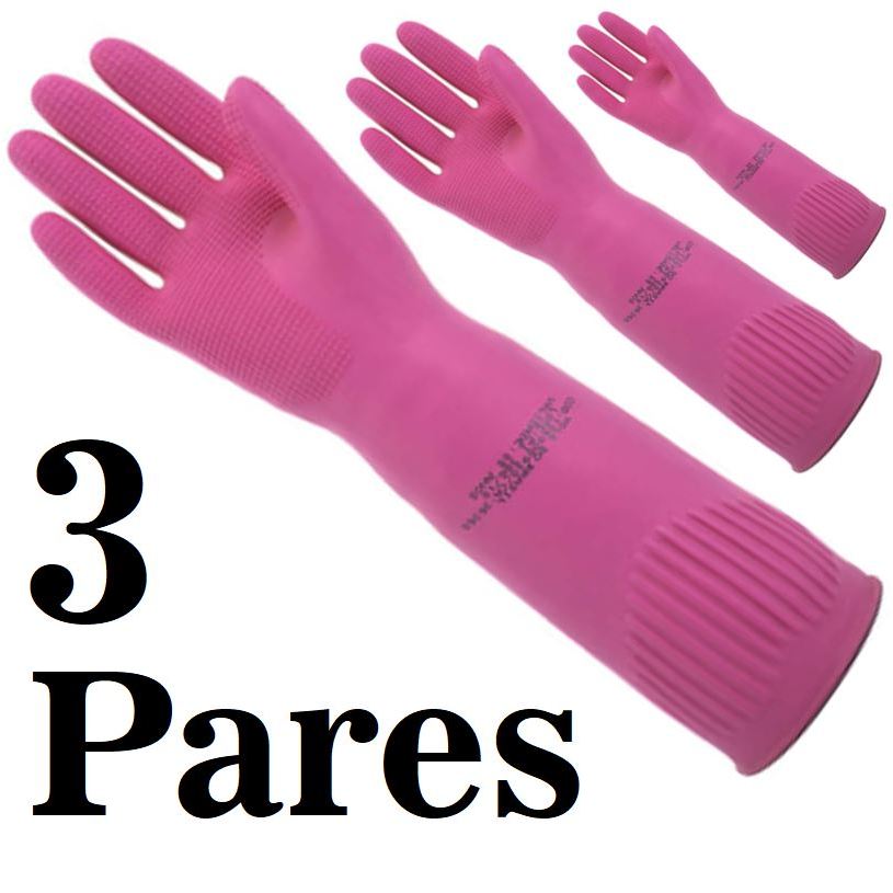 Kit de 3 Pares de Luva Ranhurada Rosa Punho Longo Volk CA36368 | Shopee ...