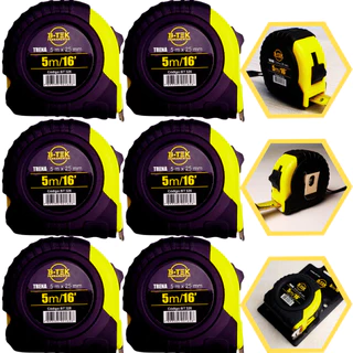 Kit Jogo 6 Trenas Emborrachada Profissional 5m X 25mm Fita Métrica Aço Trava Retrátil Flexível