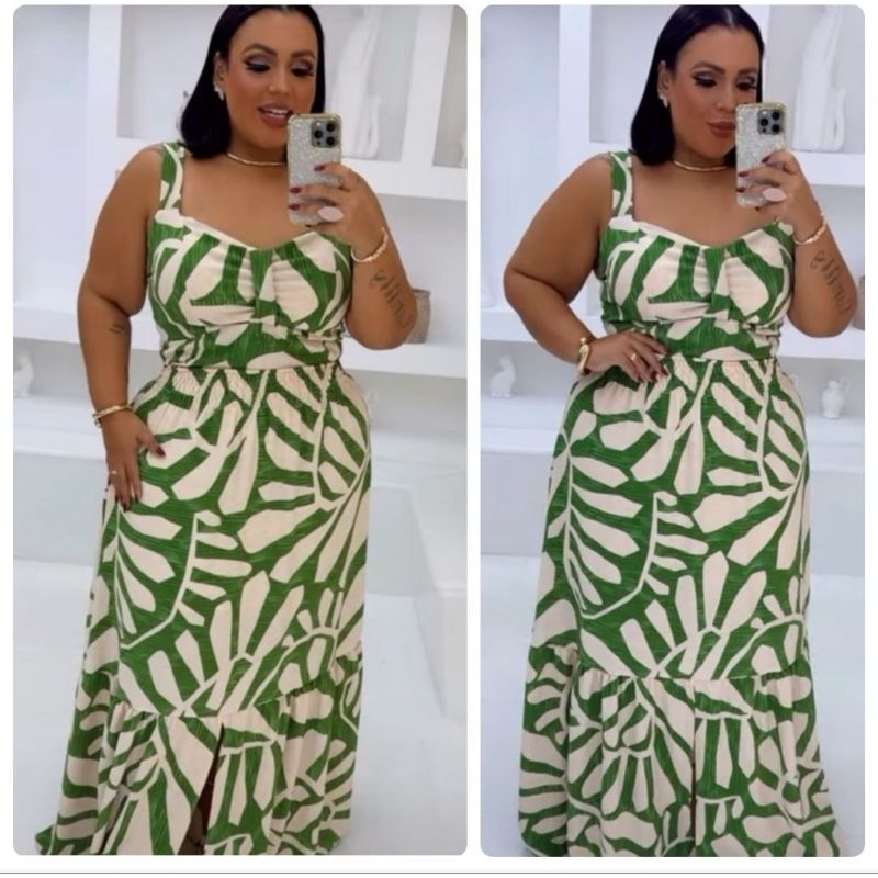 Conjunto Feminino Plus Size Saia Longa com Cropped Moda Verão