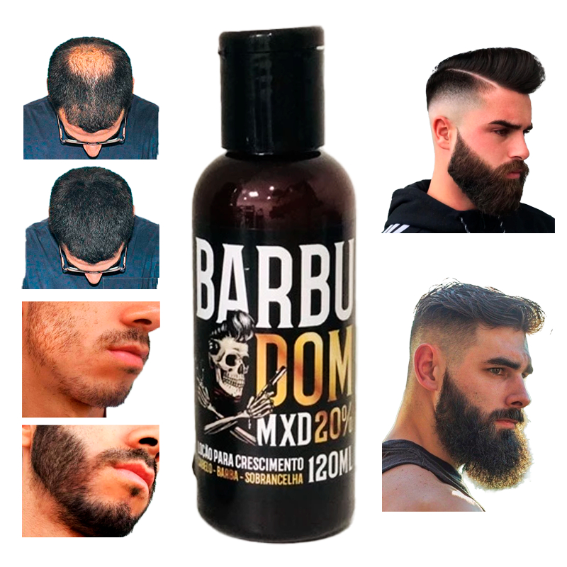 Loção BARBUDOM MXD 20% Crescimento Capilar e Barba 120ml FIXA - Ação Máxima Cresce Cabelo e Barba