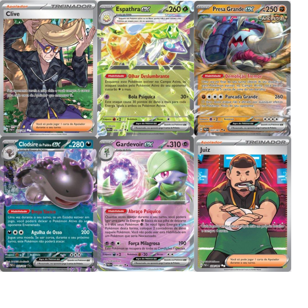 Coleção Pokémon Ex Ultra Rara - Gardevoir, Noivern, Clodsire De Paldea 