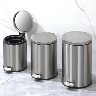 Lixo Lixeira Redonda 3 5 12 Litros Aço Inox Balde Cesto Removível Alça Pedal Para Banheiro Escritório Lavabo Cozinha