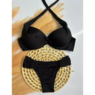 CBW Conjunto de biquini com top bojo de sustentação e calcinha bombom com forro moda praia verão em Oferta na Shopee