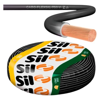 Fio Cabo Flexível 6mm Antichamas SIL 100% Cobre Rolo 6mm Com 100m 750v Cor Preto - Original Sil em Oferta na Shopee