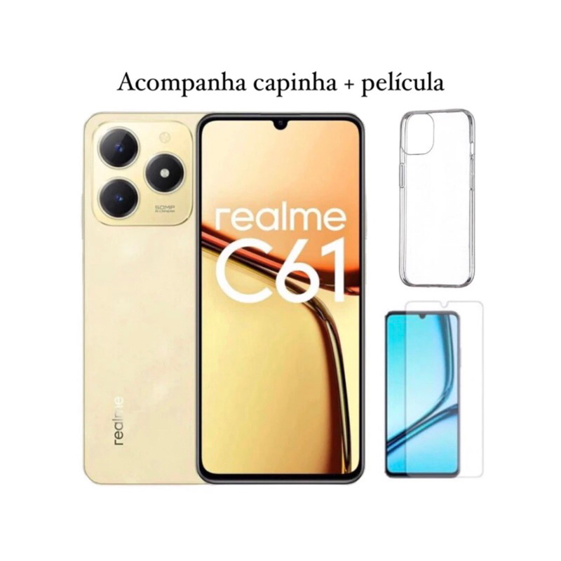 Realme C61 RMX3930 128/256GB 8GB RAM Dual SIM NFC Tela 6.74