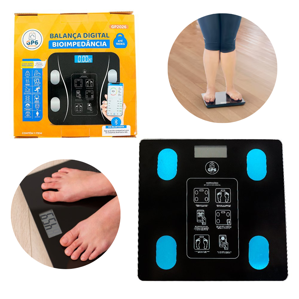 Balança Digital Corporal Bioimpedância Aplicativo Bluetooth | Shopee Brasil
