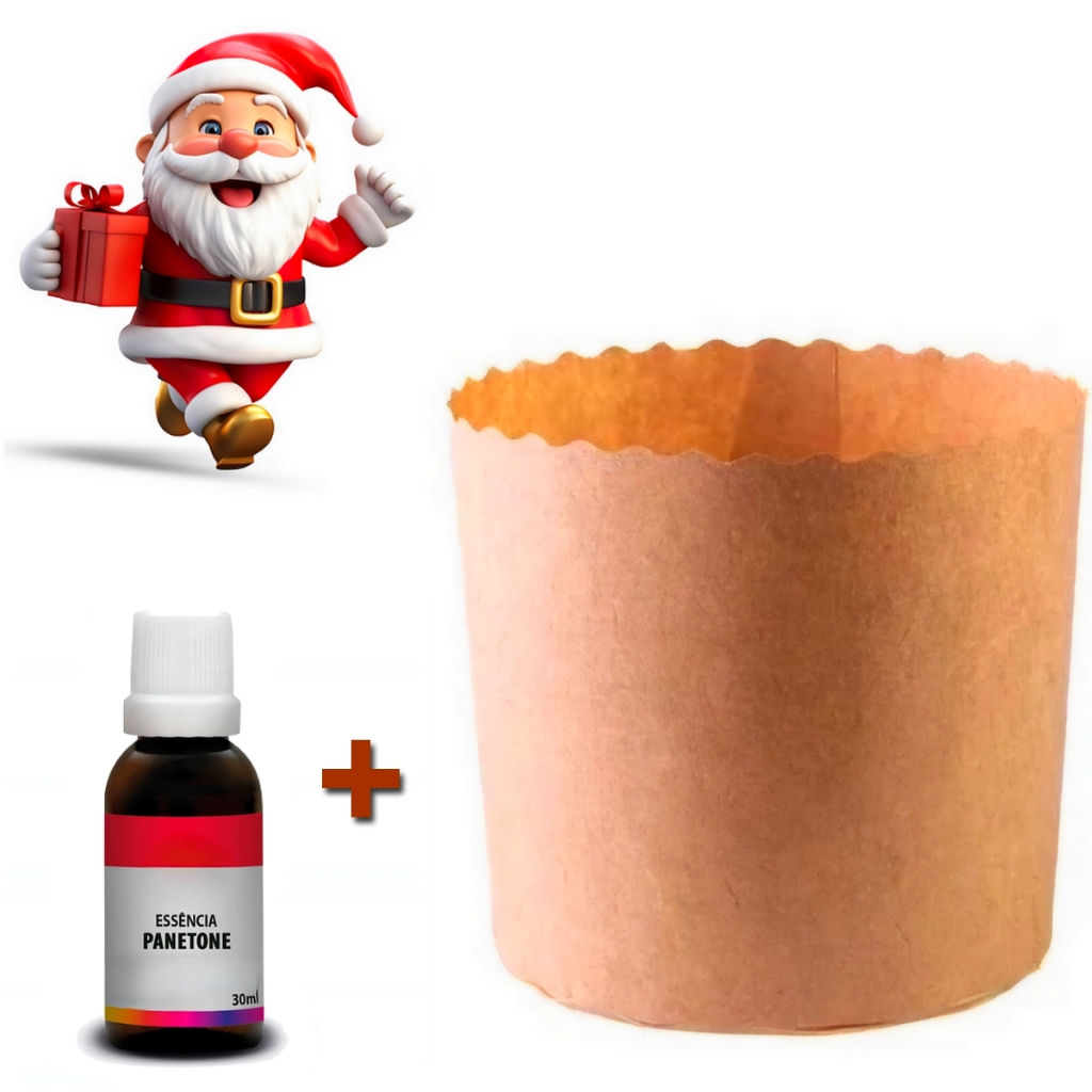 10 Formas Forneáveis Panetone 500g + Essência Panetone 30 mL