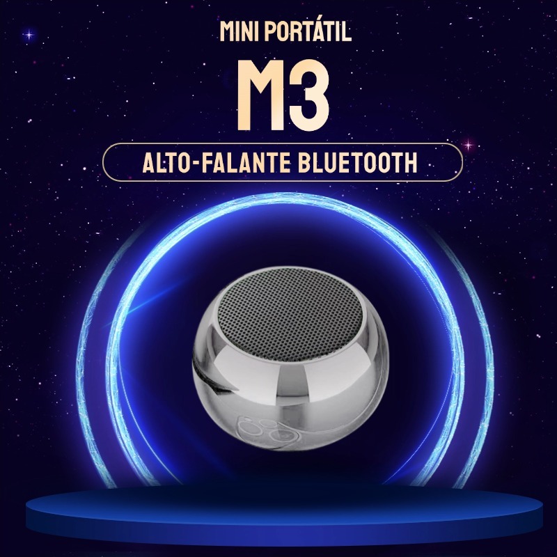 Caixa de Som Bluetooth M3 TWS 3W À Prova D'Água Bateria Longa Som Potente Portátil para Festas