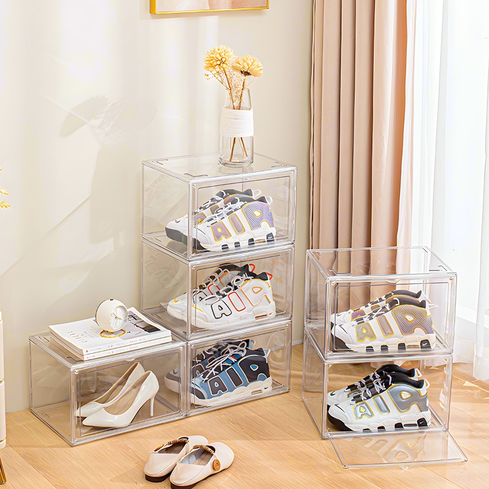 Caixa Organizadora de Sapatos Transparente Grande Acrílica Empilhável ...