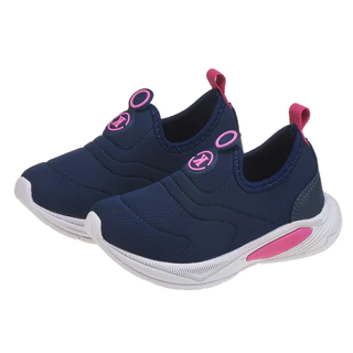 Kidstep Tenis Escolar Infantil Calce Fácil K Feminino Bordado Marinho com Pink em Oferta na Shopee