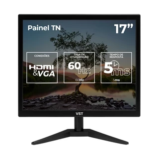 Monitor VST 17, 17 Pol, HD, 5ms, 60Hz, HDMI/VGA, VST-VST17-BL01 em Oferta na Shopee