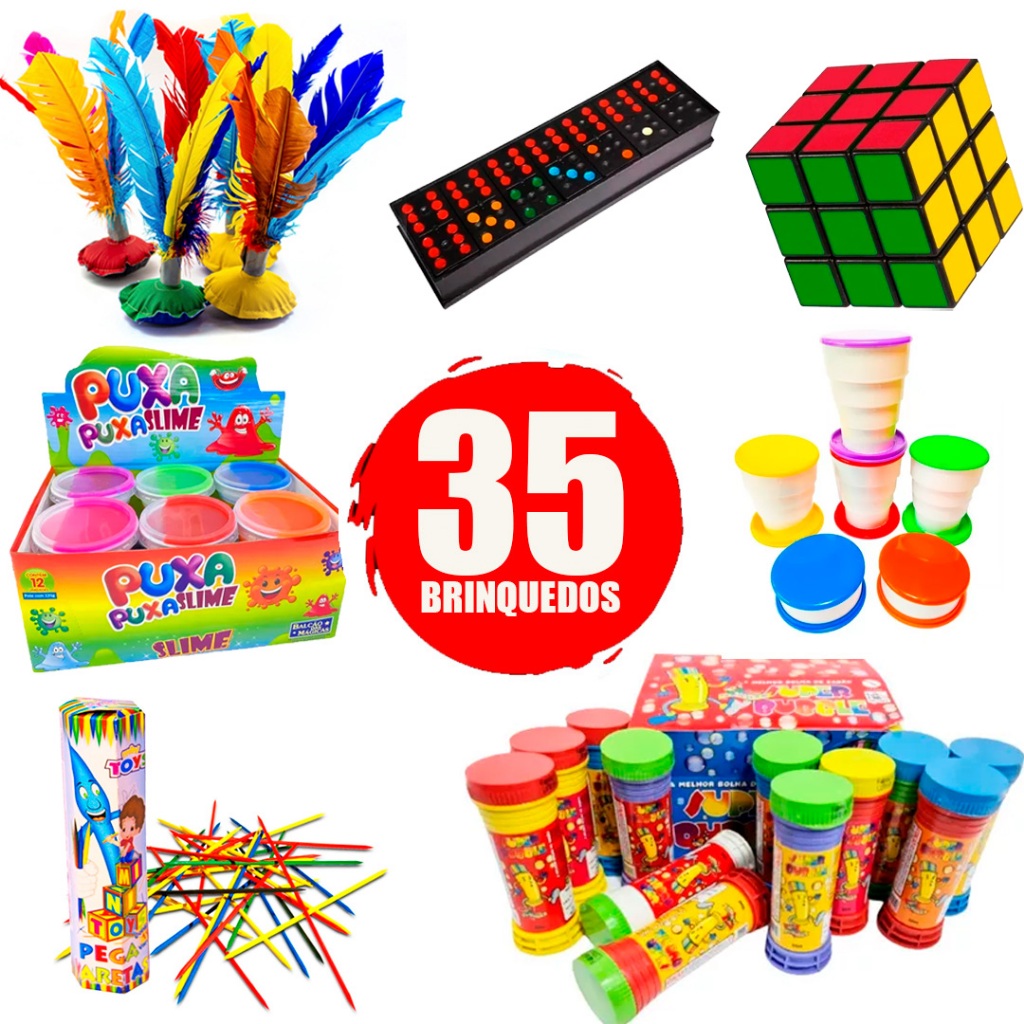 Kit Lembrancinha 35 Brinquedo Infantil Sacolinha Surpresa Natal ...
