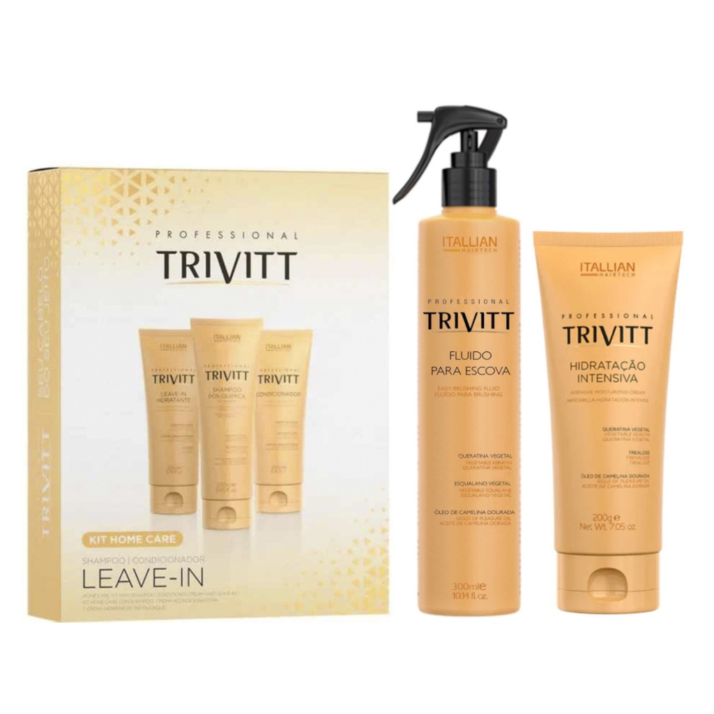 Kit Home Care Leave-In + Hidratação 200g + Fluido P/ Escova | Trivitt ...