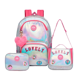 Kit Mochila Polo One Holográfica Infantil Lancheira Térmica Estojo