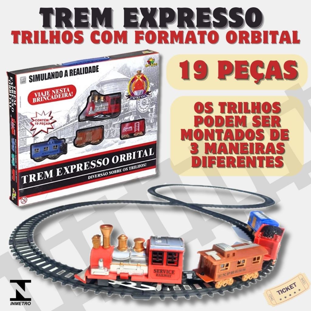 Trem Trenzinho De Brinquedo Infantil - 19 PEÇAS E 3 TIPOS DE TRAJETOS ...