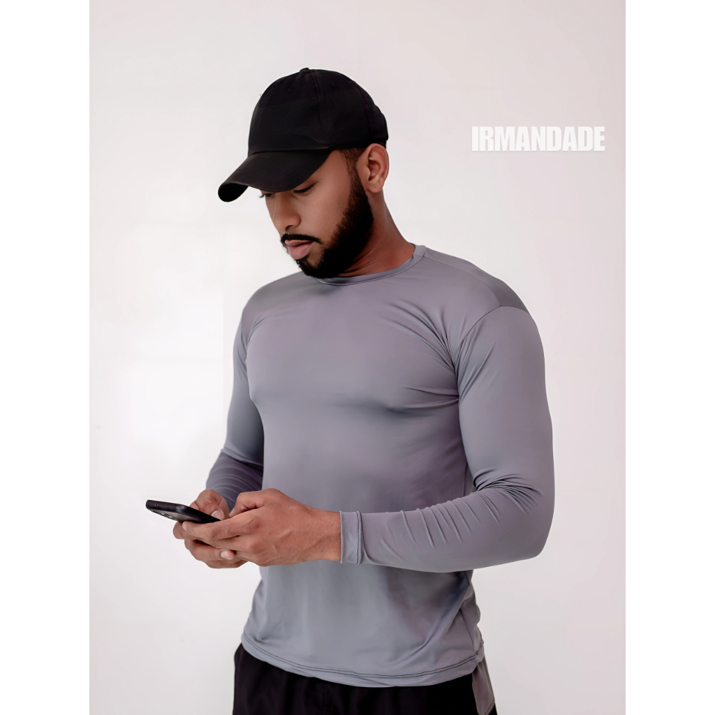 Camisa Térmica Proteção Uv 50+ Segunda Pele Camiseta Blusa Malha Fria Unissex Academia Manga Longa