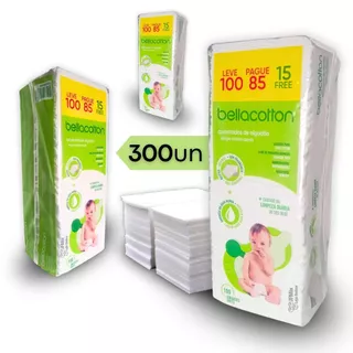 Algodão quadrado bebê bellacotton 300 unidades em Oferta na Shopee