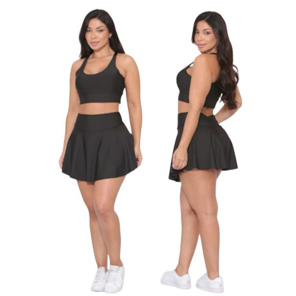 Short Saia Conjunto Feminino Academia E Top Firme Zero Transpar Ncia Shopee Brasil