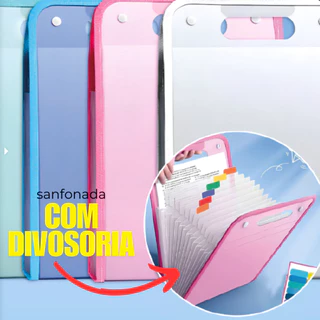 Pasta para documentos com 12 divisórias Sanfonada Organizadora de arquivos A4