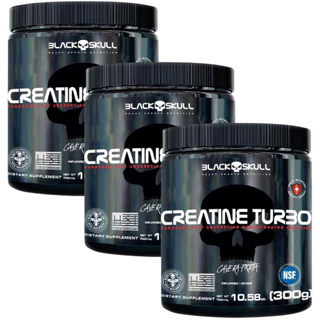 Kit 3x Creatina Monohidratada Creatine Turbo 300g Blackskull