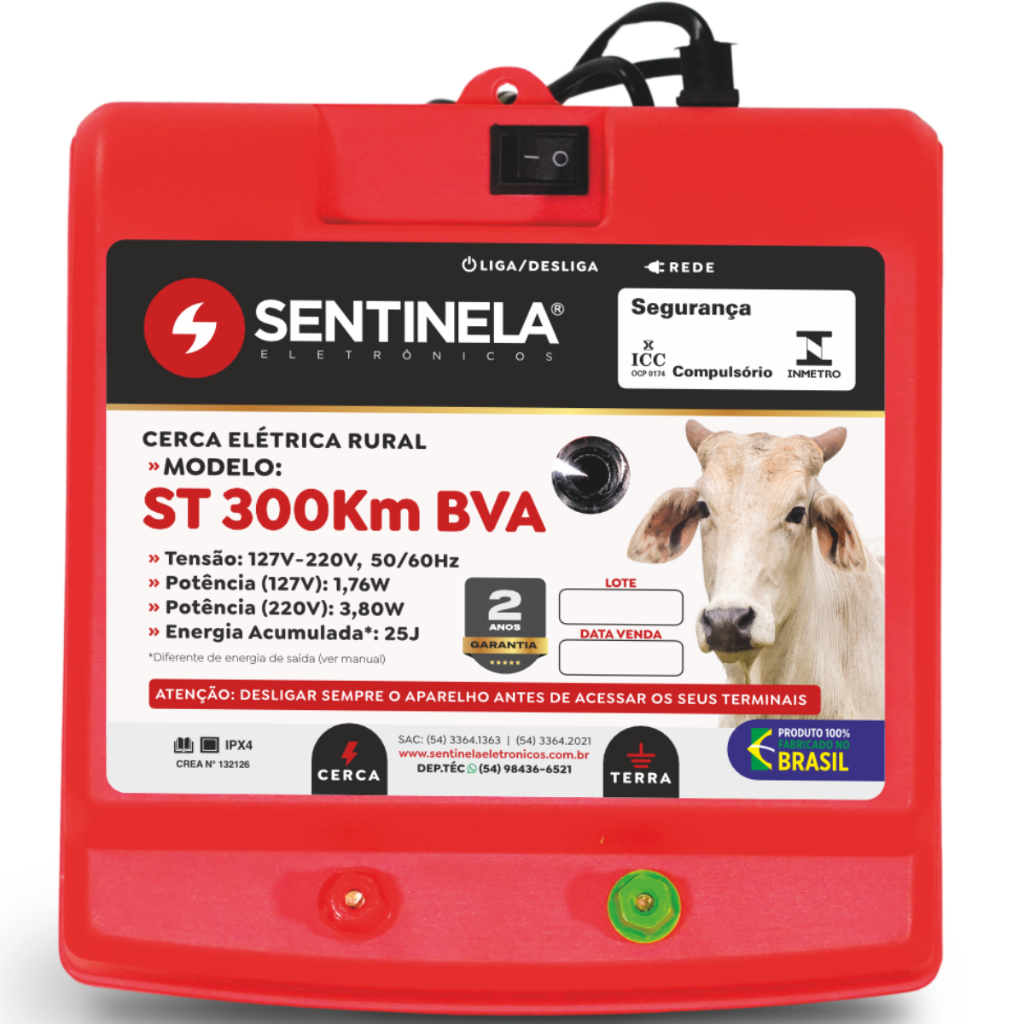 APARELHO DE CHOQUE CERCA ELÉTRICA RURAL SENTINELA 300 KM SUPER TURBO ...