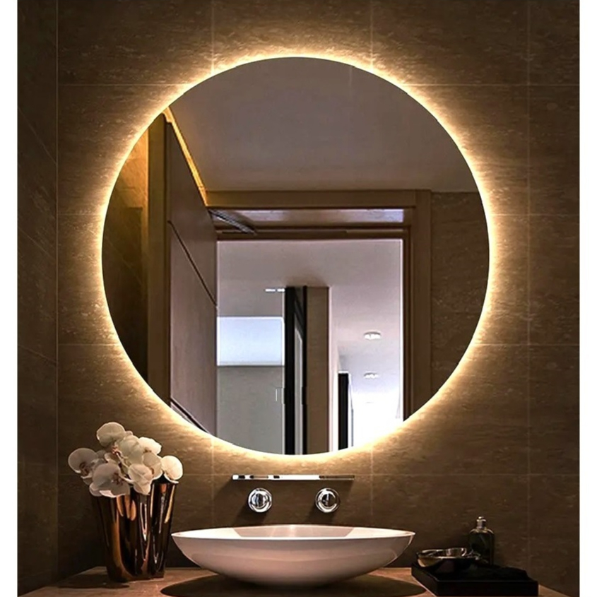 Espelho de LED SEM FIO Redondo Grande Decorativo Banheiro Decoração Lavabo Parede | Shopee Brasil