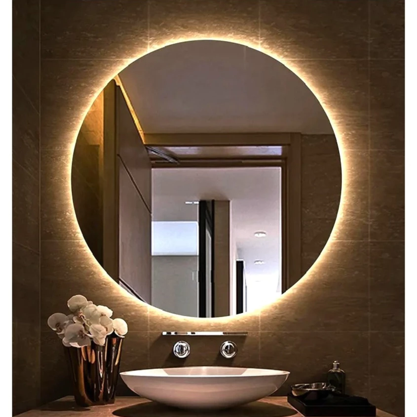 Espelho de LED SEM FIO Redondo Grande Decorativo Banheiro Decoração Lavabo Parede