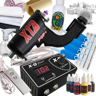 Kit Tatuagem X13 Pop+ Máquina Tattoo Rotativa Fonte Digital X13 by Supernova