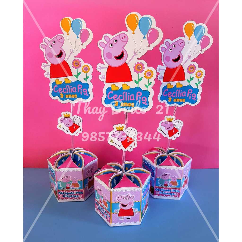 Centro de mesa peppa pig caixa sextavada escolha seu tema | Shopee Brasil