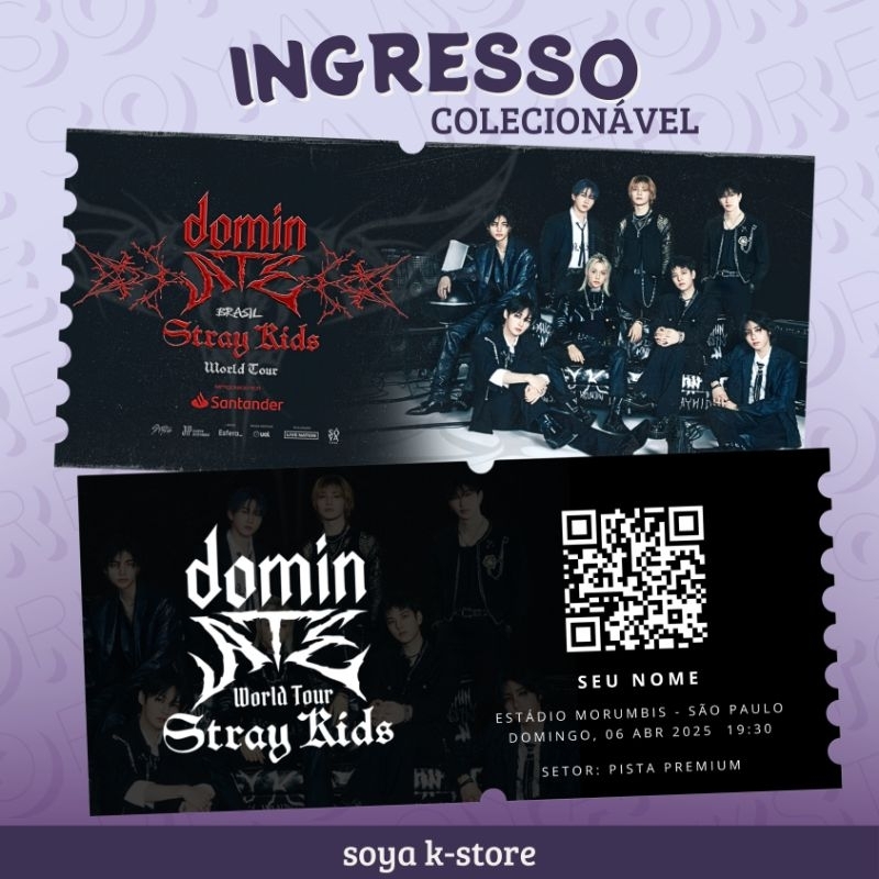 INGRESSO COLECIONÁVEL DOMINATE WORLD TOUR STRAY KIDS PERSONALIZADO ...